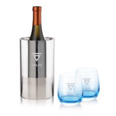 Catania Wine Cooler & Soudan Blue Stemless Wine - Wine Glasses