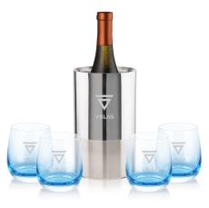 Catania Wine Cooler & Soudan Blue Stemless Wine - Wine Glasses