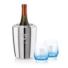 Pescara Wine Cooler & Soudan Blue Stemless Wine - Wine Glasses
