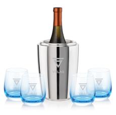 Pescara Wine Cooler & Soudan Blue Stemless Wine - Wine Glasses