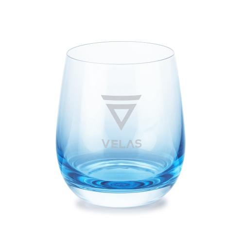 Custom Barware Glasses - Wine Glasses - Soudan Blue Stemless Wine - Deep Etch