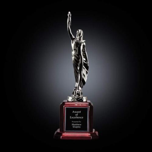 Awards and Plaques - Eco-Friendly Trophies - Oliva Metal on Rosewood Trophy