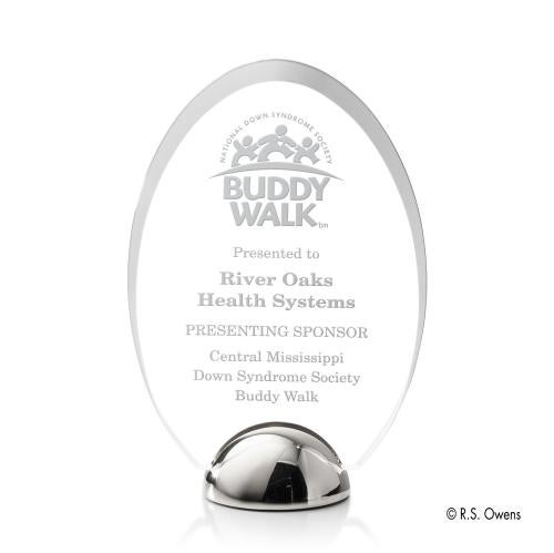Awards and Plaques - Acrylic Trophies - Fulton Hemisphere Kirkland Engraved Circle Acrylic Trophy