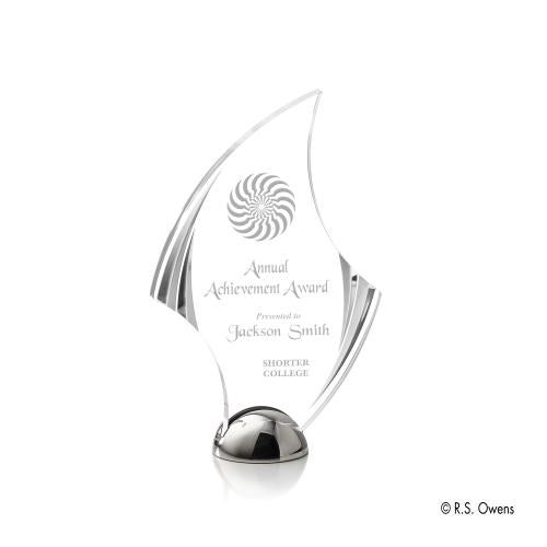 Awards and Plaques - Acrylic Trophies - Valentine Hemisphere Kirkland Engraved Flame Acrylic Trophy