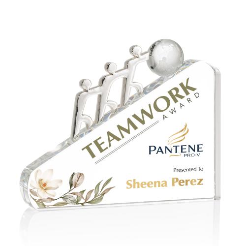 Awards and Plaques - Crystal Trophies - Synergy Full Color Globe Crystal Trophy