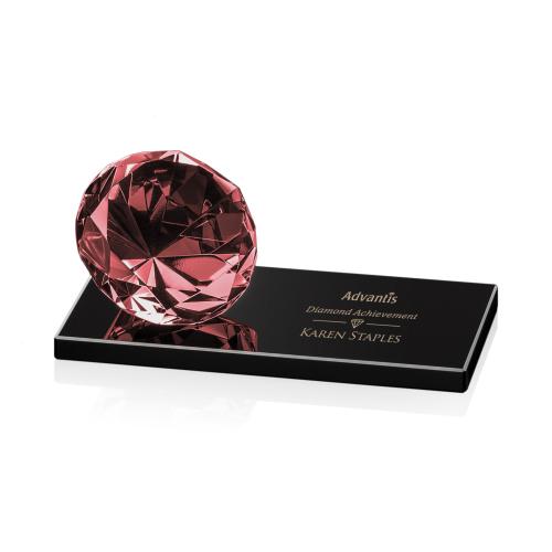 Awards and Plaques - Crystal Trophies - Diamond on Black Ruby Crystal Trophy