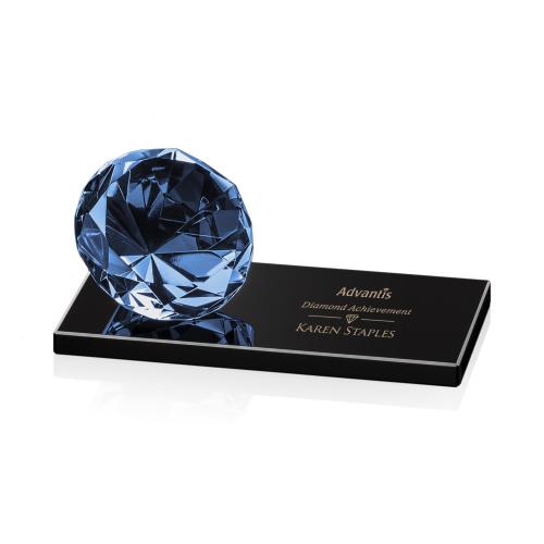Awards and Plaques - Crystal Trophies - Diamond on Black Sapphire Crystal Trophy