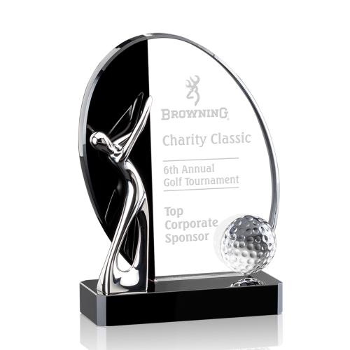 Awards and Plaques - Crystal Trophies - Skaggs Golf Globe Crystal Trophy