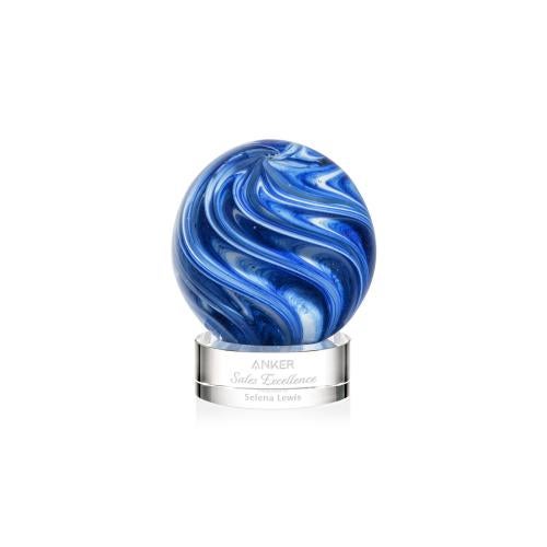 Awards and Plaques - Glass Trophies - Art Glass Trophies - Neptune on Lockwood Base Clear Globe Glass Trophy