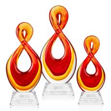 Clarion Unique on Cahill Base Glass Trophy - Art Glass Trophies
