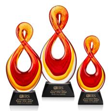 Clarion Unique on Cahill Black Glass Trophy - Art Glass Trophies