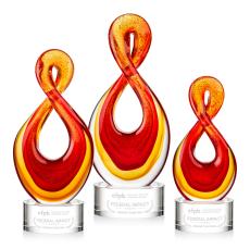 Clarion Unique on Round Base Glass Trophy - Art Glass Trophies