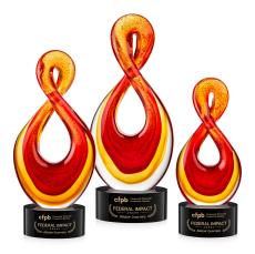 Clarion Unique on Round Black Glass Trophy - Glass Trophies