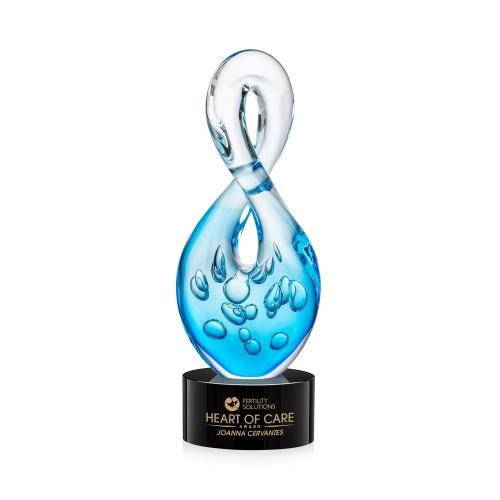 Awards and Plaques - Glass Trophies - Utopia Unique on Round Black Glass Trophy