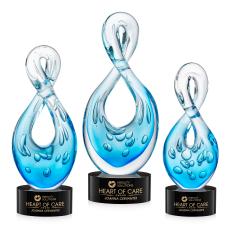 Utopia Unique on Round Black Glass Trophy - Art Glass Trophies