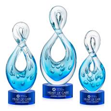 Utopia Unique on Round Blue Glass Trophy - Art Glass Trophies