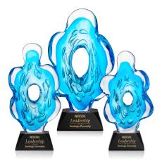 Trillium Unique on Cahill Black Glass Trophy - Art Glass Trophies
