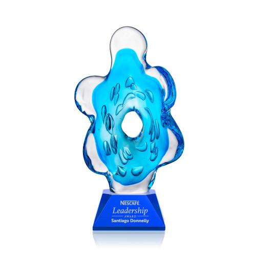 Awards and Plaques - Glass Trophies - Trillium Unique on Cahill Blue Glass Trophy