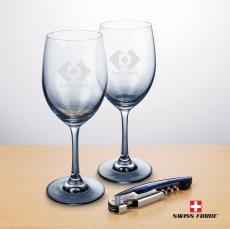 Swiss Force Wine Tool & 2 Soudan Smoke Wine - Wine Glasses
