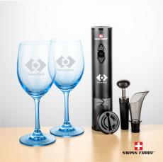 Swiss Force Opener Set & Soudan Blue Wine - Wine Glasses