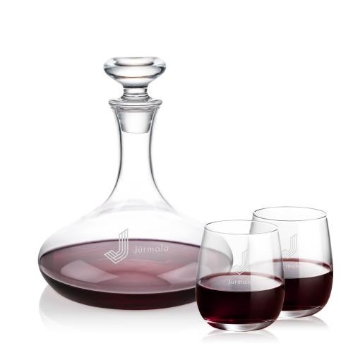 Elliston Decanter & Weiss Stemless Wine Set Custom Barware Glasses - Carafes - Elliston Decanter & Weiss Stemless Wine Set