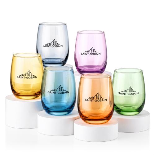 Custom Barware Glasses - Wine Glasses - Sedona Stemless Wine Set of 6 - Imprinted