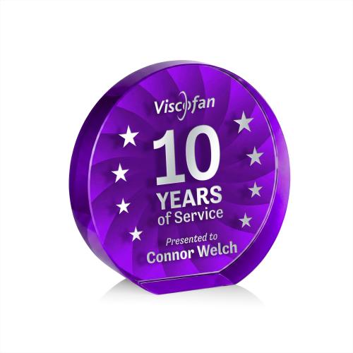 Awards and Plaques - Crystal Trophies - Chavez Purple Circle Crystal Trophy