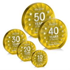Chavez Yellow Circle Crystal Trophy - Crystal Trophies