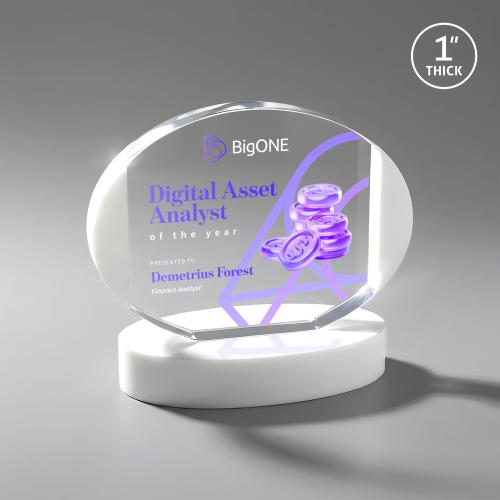 Awards and Plaques - Crystal Trophies - Lehman Full Color on Alberton Base Fagan Circle Crystal Trophy
