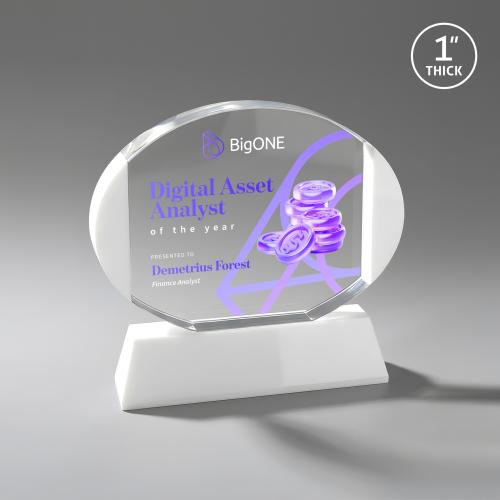 Awards and Plaques - Crystal Trophies - Lehman Full Color on Helton Base Fagan Circle Crystal Trophy