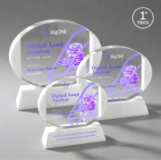 Lehman Full Color on Helton Base Fagan Circle Crystal Trophy - Crystal Trophies