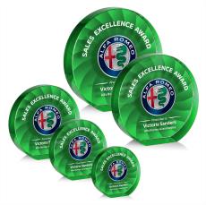Chavez Full Color Green Circle Crystal Trophy - Crystal Trophies