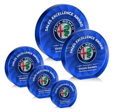 Chavez Full Color Blue Circle Crystal Trophy - Crystal Trophies