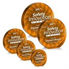 Chavez Full Color Orange Circle Crystal Trophy - Crystal Trophies