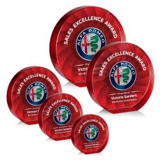 Chavez Full Color Red Circle Crystal Trophy - Custom Trophies
