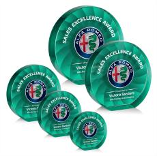 Chavez Full Color Teal Circle Crystal Trophy - Custom Trophies