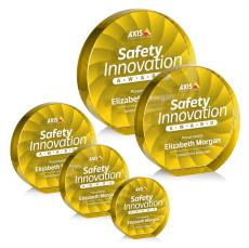 Chavez Full Color Yellow Circle Crystal Trophy - Custom Trophies