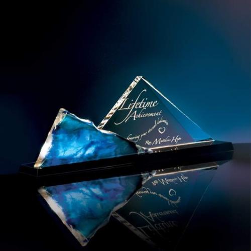 Awards and Plaques - Glass Trophies - Art Glass Trophies - Liquid Sapphire Glass Trophy