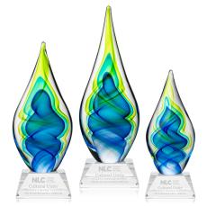Sunnidale Tear Drop on Cahill Base Glass Trophy - Art Glass Trophies