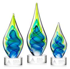 Sunnidale Tear Drop on Round Base Glass Trophy - Art Glass Trophies