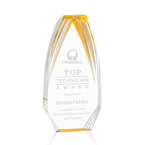 Awards and Plaques - Acrylic Trophies - Lantana Gold Polygon Acrylic Trophy