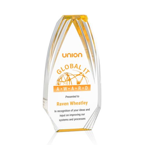 Awards and Plaques - Acrylic Trophies - Lantana Full Color Gold Polygon Acrylic Trophy