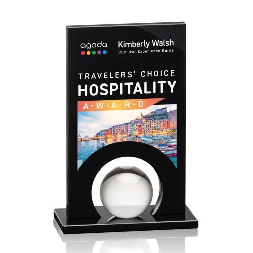 Awards and Plaques - Crystal Trophies - Cheng Full Color Black Rectangle Crystal Trophy