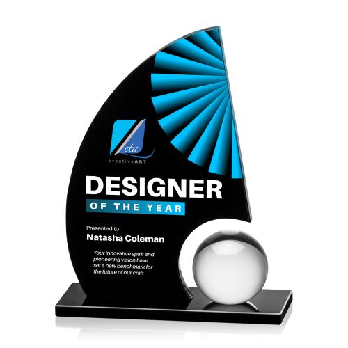 Awards and Plaques - Crystal Trophies - Souza Full Color Black Unique Crystal Trophy