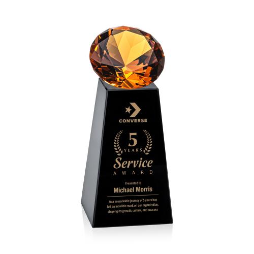 Awards and Plaques - Crystal Trophies - Tall Black/Amber Crystal Trophy