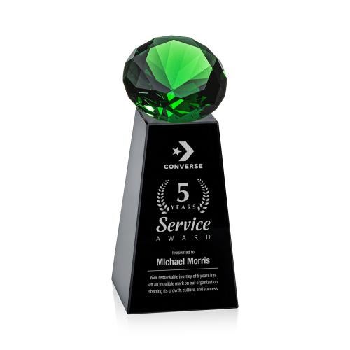 Awards and Plaques - Crystal Trophies - Tall Black/Emerald Crystal Trophy