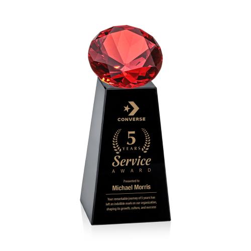 Awards and Plaques - Crystal Trophies - Tall Black/Ruby Crystal Trophy