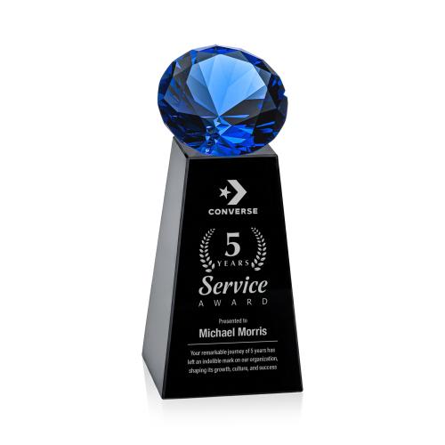 Awards and Plaques - Crystal Trophies - Tall Black/Sapphire Crystal Trophy