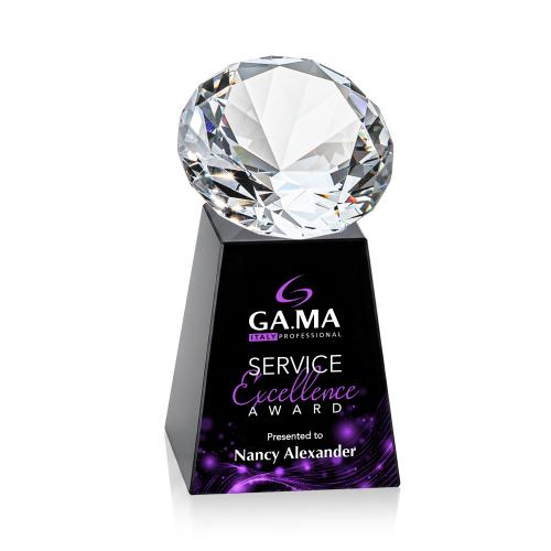 Awards and Plaques - Crystal Trophies - Medium Full Color Black/Diamond Crystal Trophy