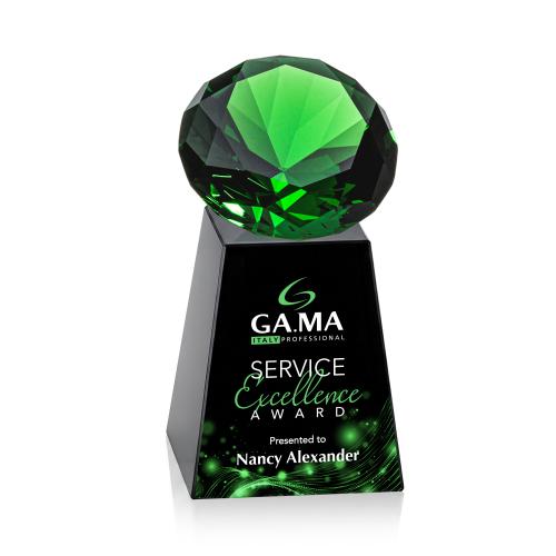 Awards and Plaques - Crystal Trophies - Medium Full Color Black/Emerald Crystal Trophy